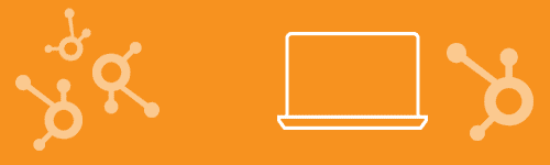 HubSpot Logo With a Reappearing Laptop With an Illustration of People In It Gif 