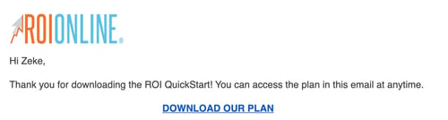 QuickStart follow up email example