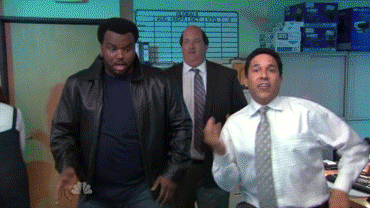 Office gif of co-workers dancing 